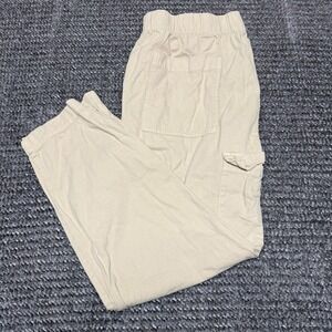 GAP Mens Cargo Pants Size XL Khaki Elastic Waist Pull On Cotton Inseam 27